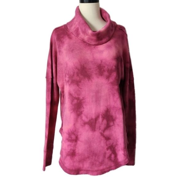 Anthropologie Tops - ANTHROPOLOGIE MAEVE Ainsley Pink Thermal Tie-Dye Cowl Neck Top M